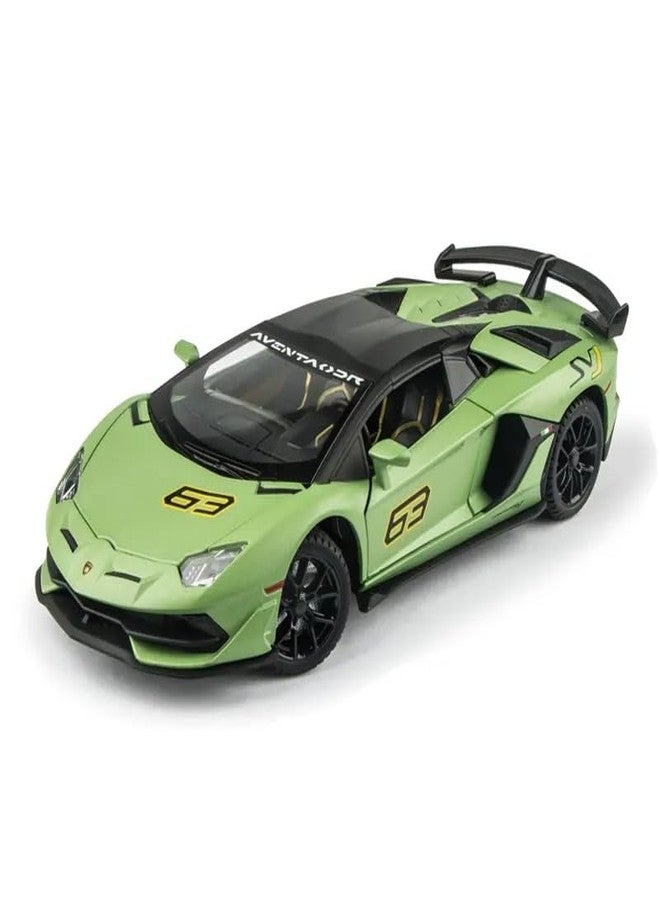 KENIRY Scale Exclusive Alloy Metal Pull Back Die-cast Car Model with Sound Light Mini Auto Toy for Kids Metal Model Toy Car with Sound and Light (1:24 Scale Lamborghini SVJ 63 -Green) - Image 1